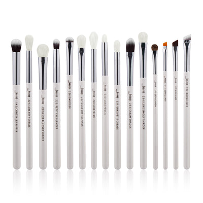 fluffy eyeshadow brush set white 15pcs - Jessup Beauty UK