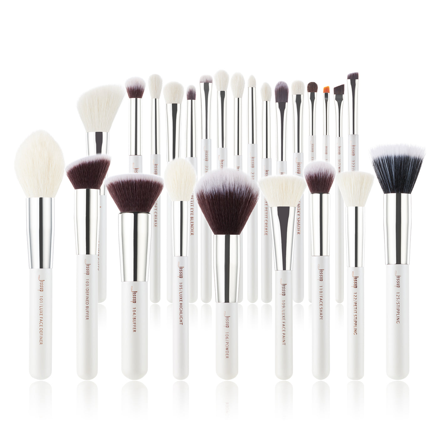 makeup brushes natural bristle white 25pcs - Jessup Beauty UK