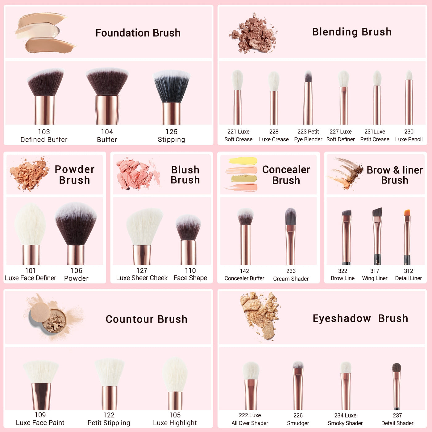 brush sets for makeup high quality black rose gold 25pcs - Jessup Beauty UK
