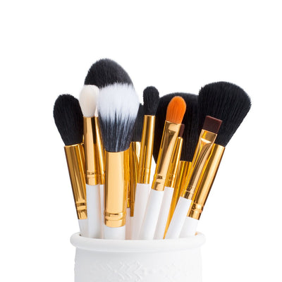 cruelty free makeup brushes white 15pcs - Jessup Beauty UK