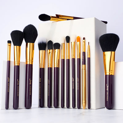purple makeup brushes professional 15pcs - Jessup Beauty UK