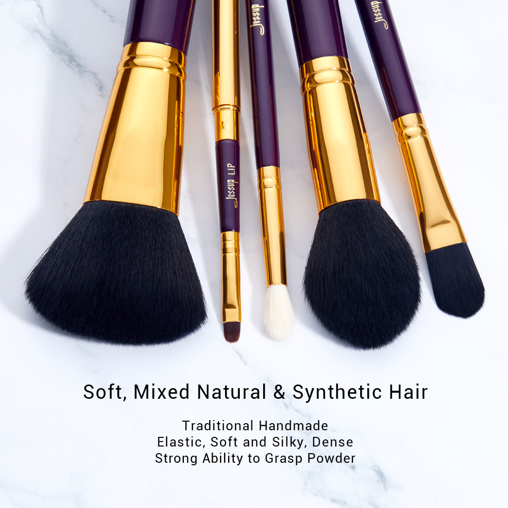 purple makeup brushes professional 15pcs - Jessup Beauty UK