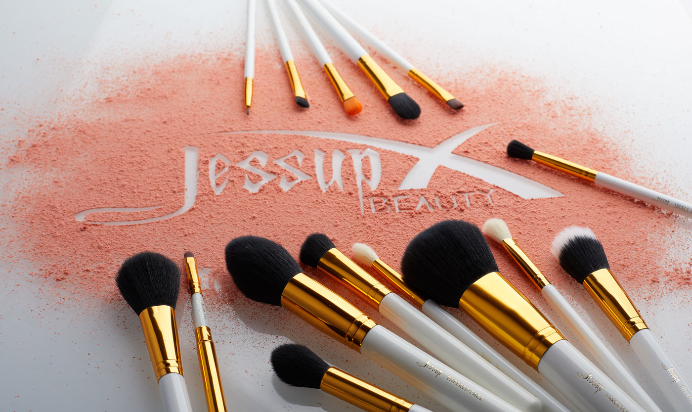 cruelty free makeup brushes white 15pcs - Jessup Beauty UK