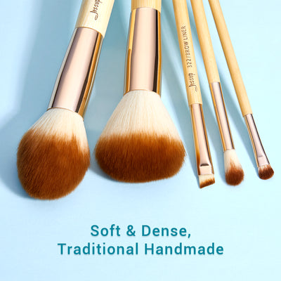 labeled makeup brush set sustainable bamboo 25pcs - Jessup Beauty UK