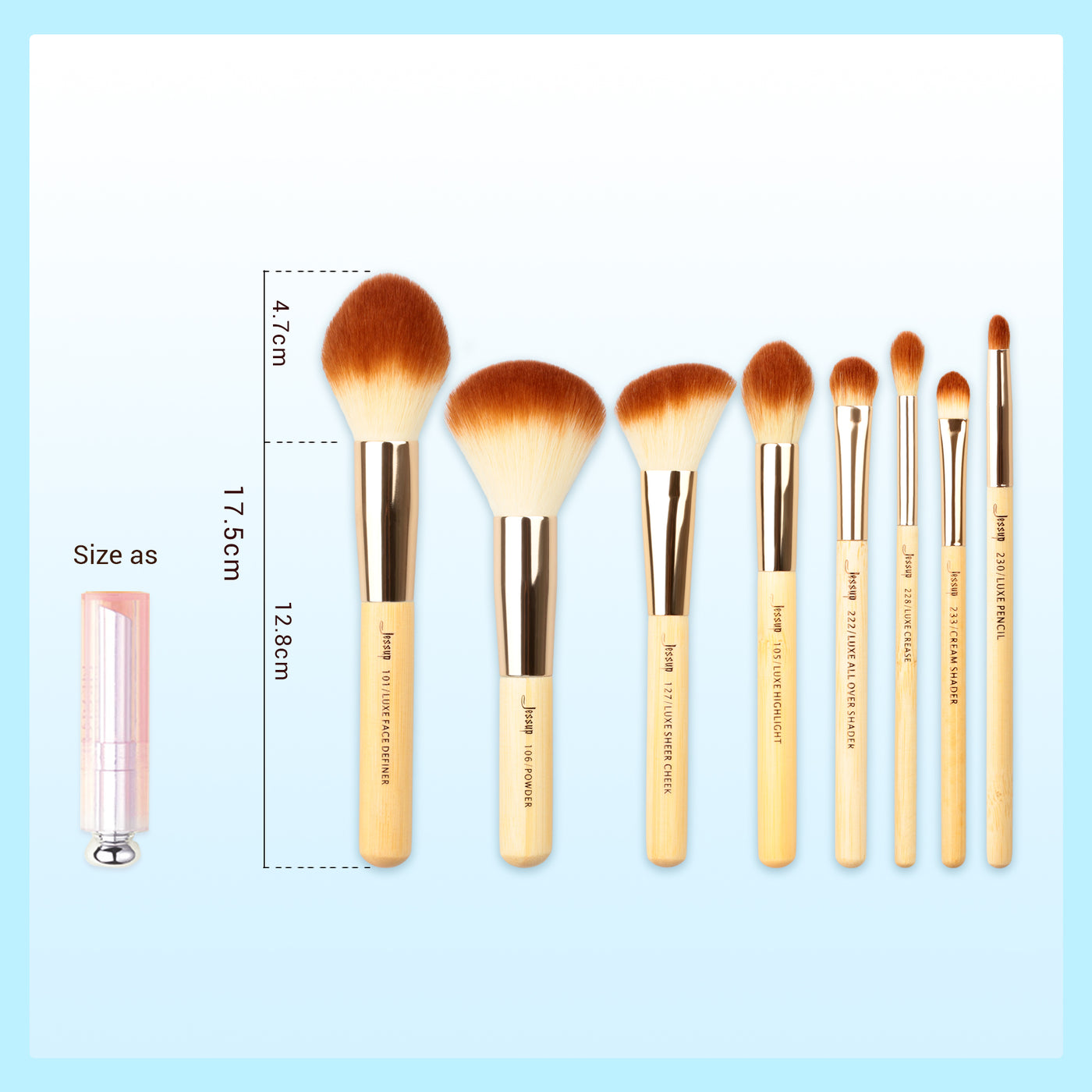 labeled makeup brush set sustainable bamboo 25pcs - Jessup Beauty UK