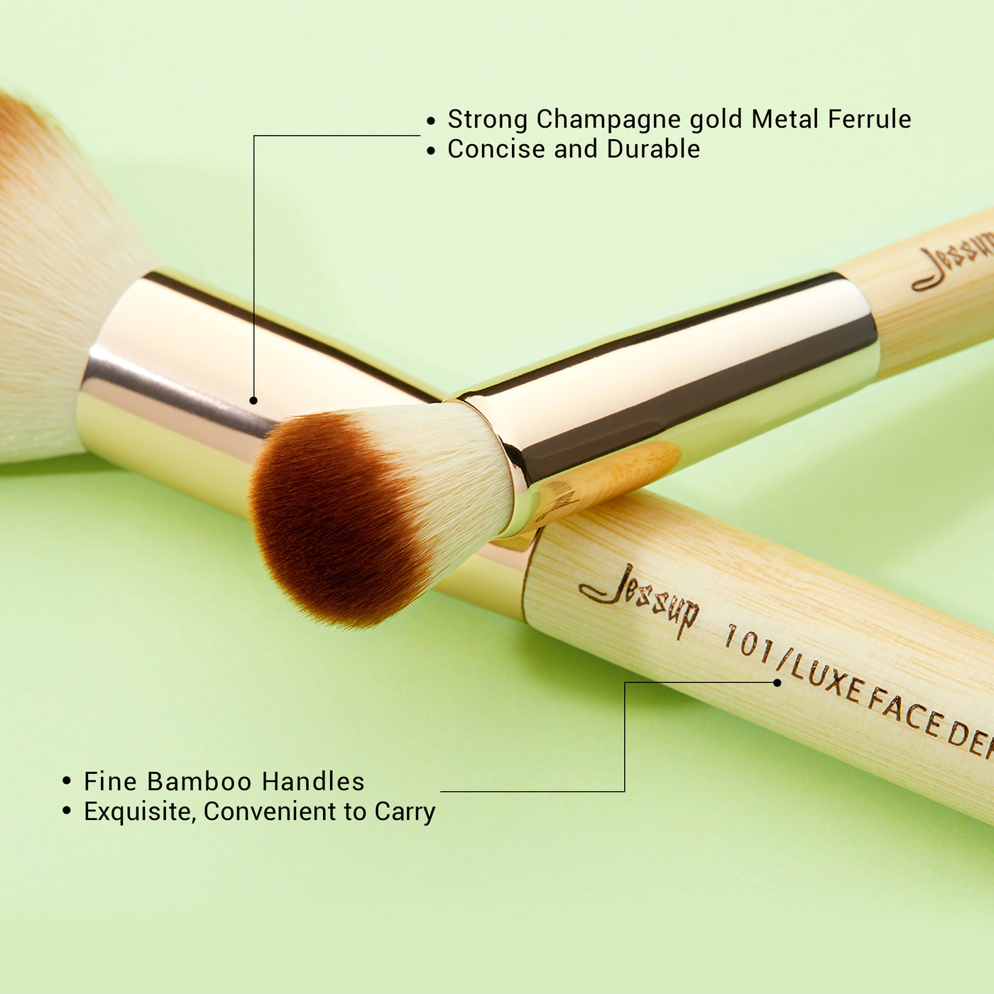 progessional bamboo makeup brushes - Jessup Beauty UK