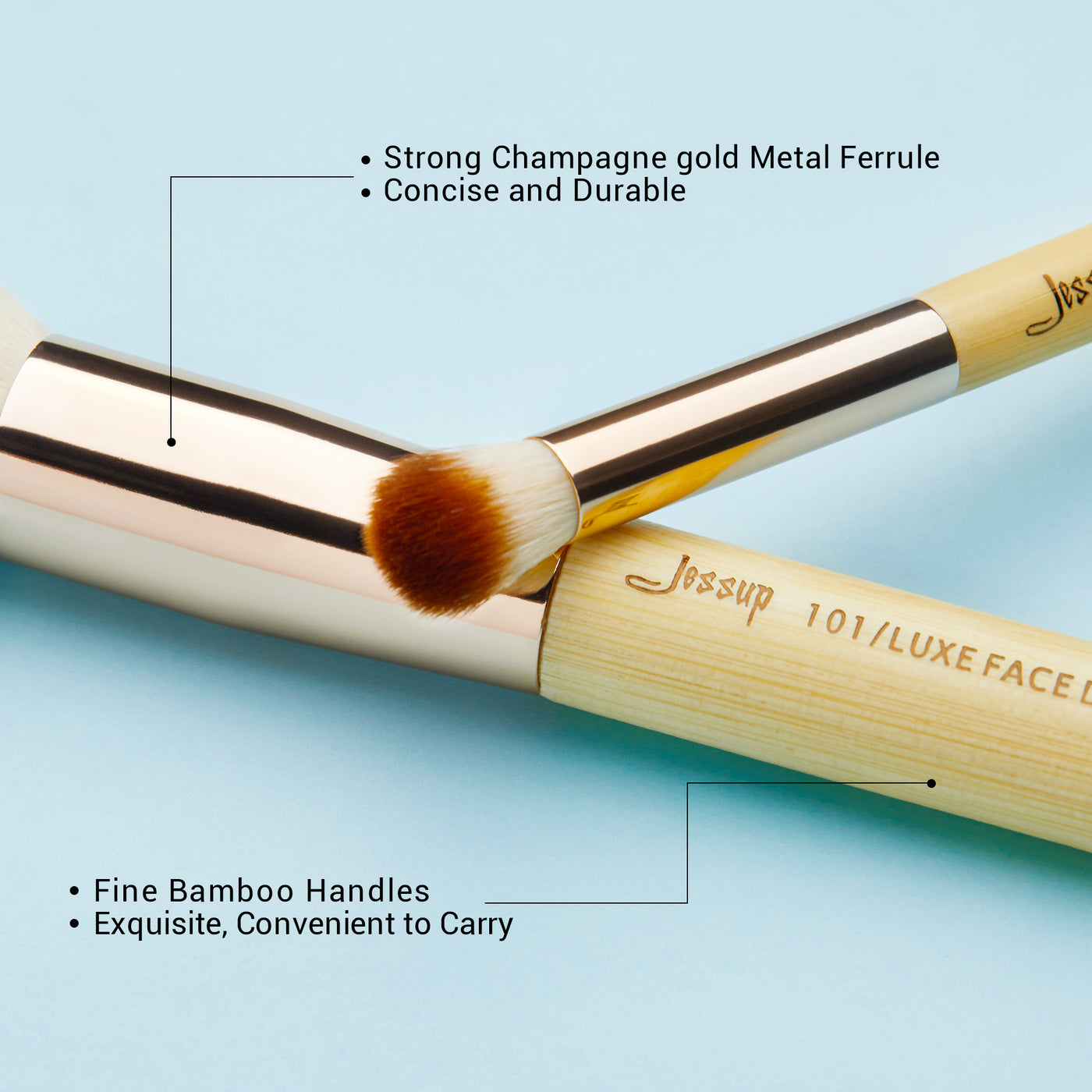 bamboo makeup brushes set professional 15pcs - Jessup Beauty