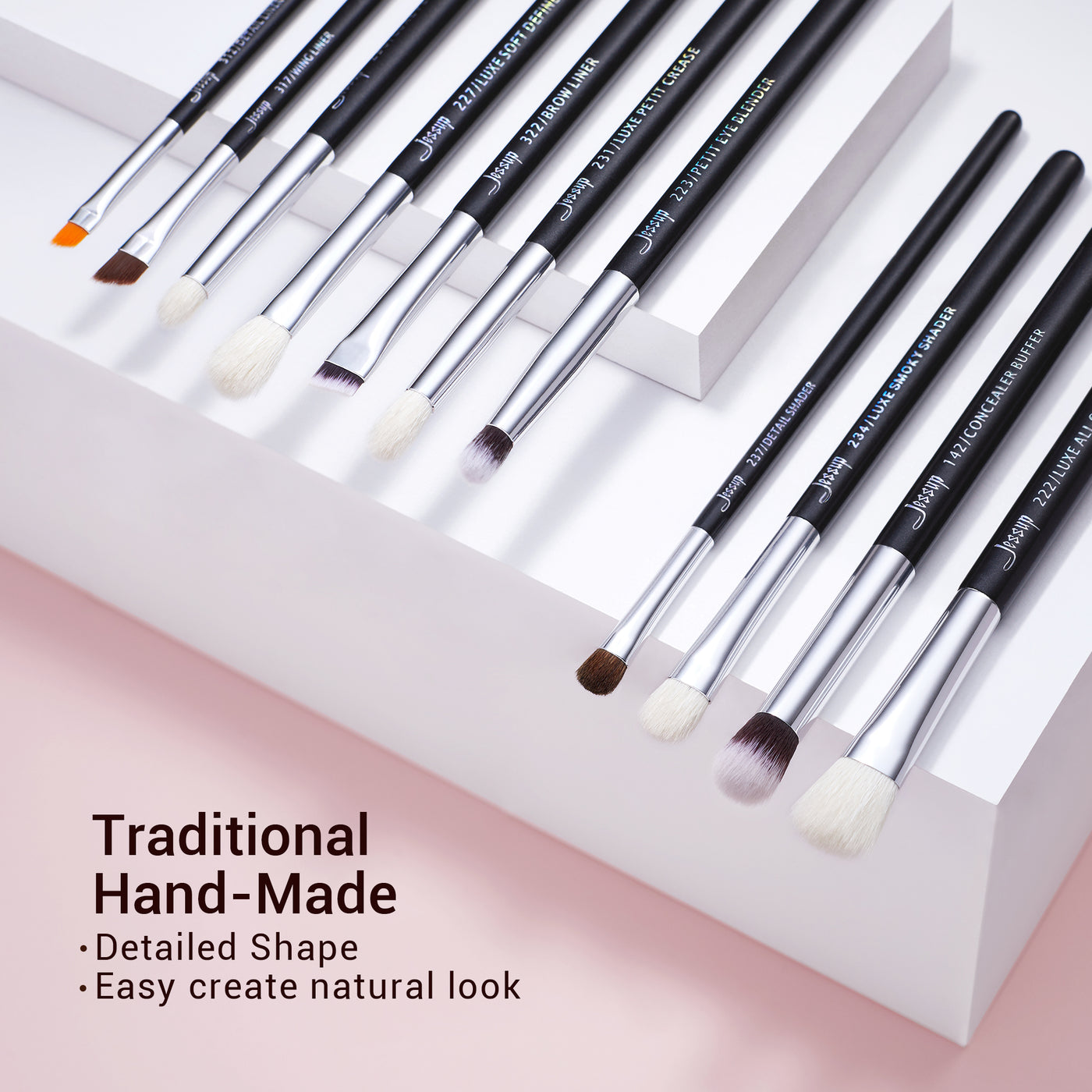 eye makeup brush kit black 15pcs - Jessup Beauty UK