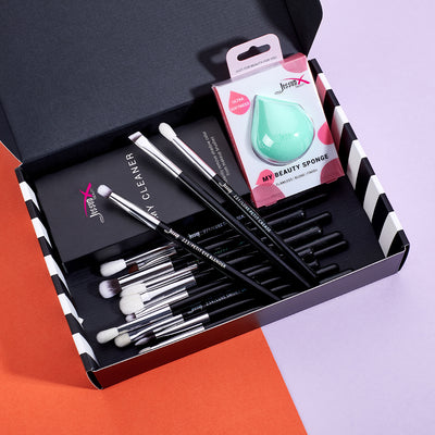 Curated Makeup Beauty Box Eye Brushes Sponge and Cleanser