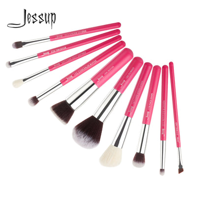 make up brushes pink 10 pcs - Jessup Beauty UK