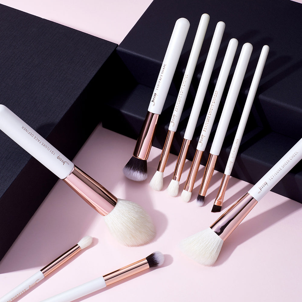 white makeup brush set 10pcs - Jessup Beauty UK