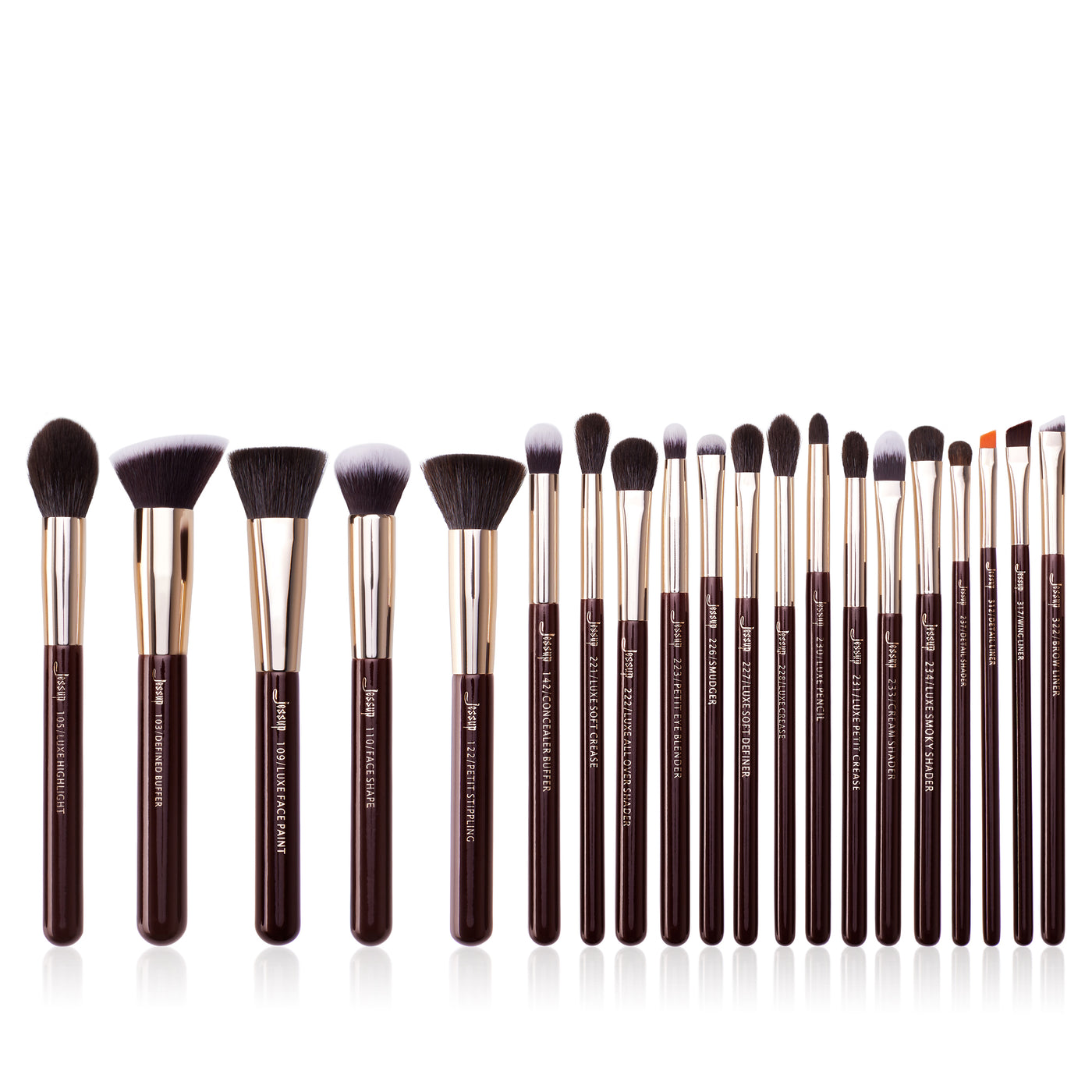 soft makeup brushes set brown 20pcs - Jessup Beauty UK
