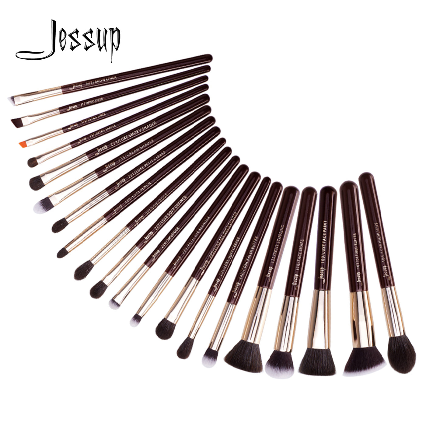 soft makeup brushes set brown 20pcs - Jessup Beauty UK