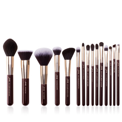 labeled makeup brush set brown 15pcs - Jessup Beauty UK
