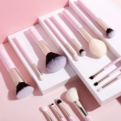 professional makeup brush set pink 15pcs - Jessup Beauty UK