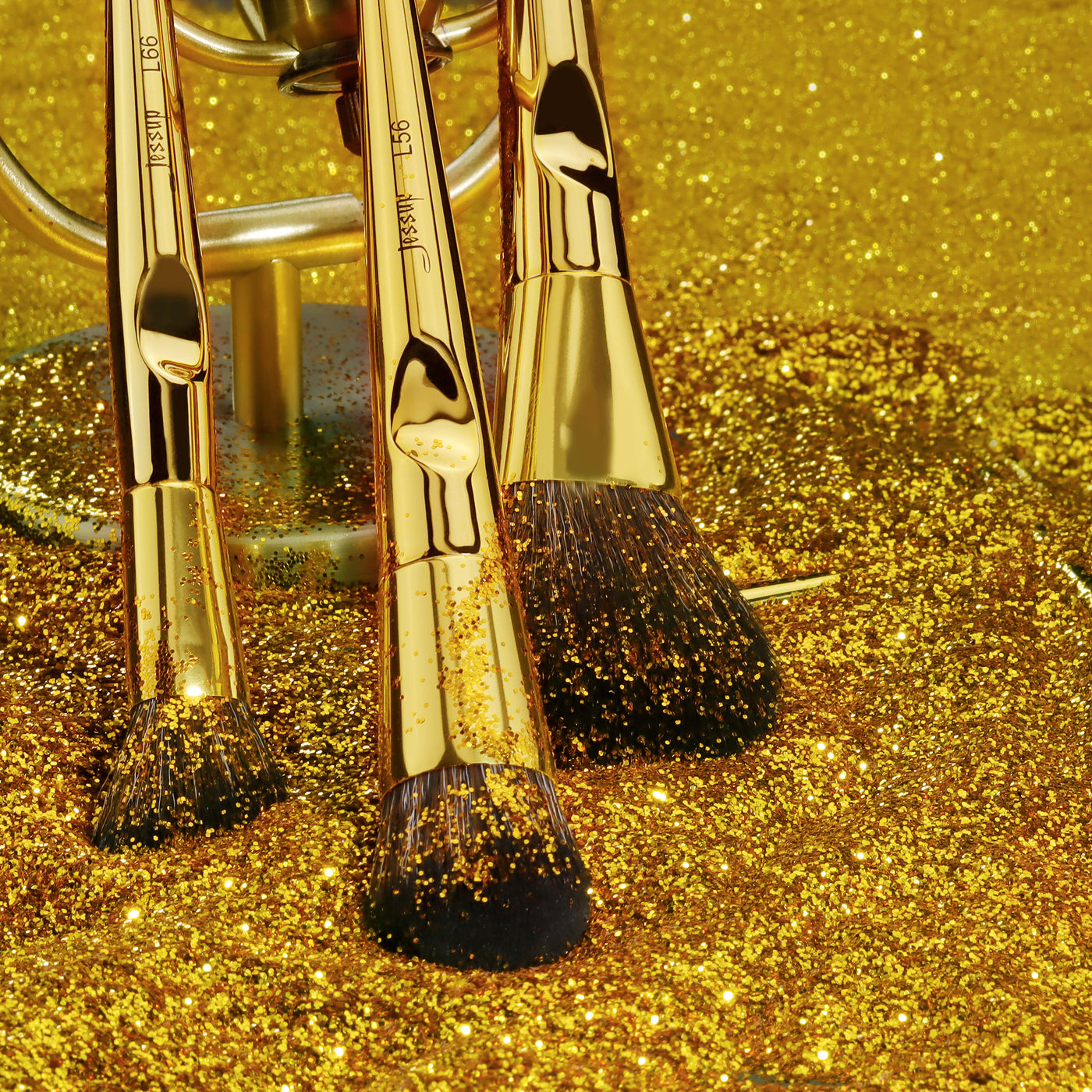 Luxury gold makeup brushes 10pcs - Jessup Beauty UK