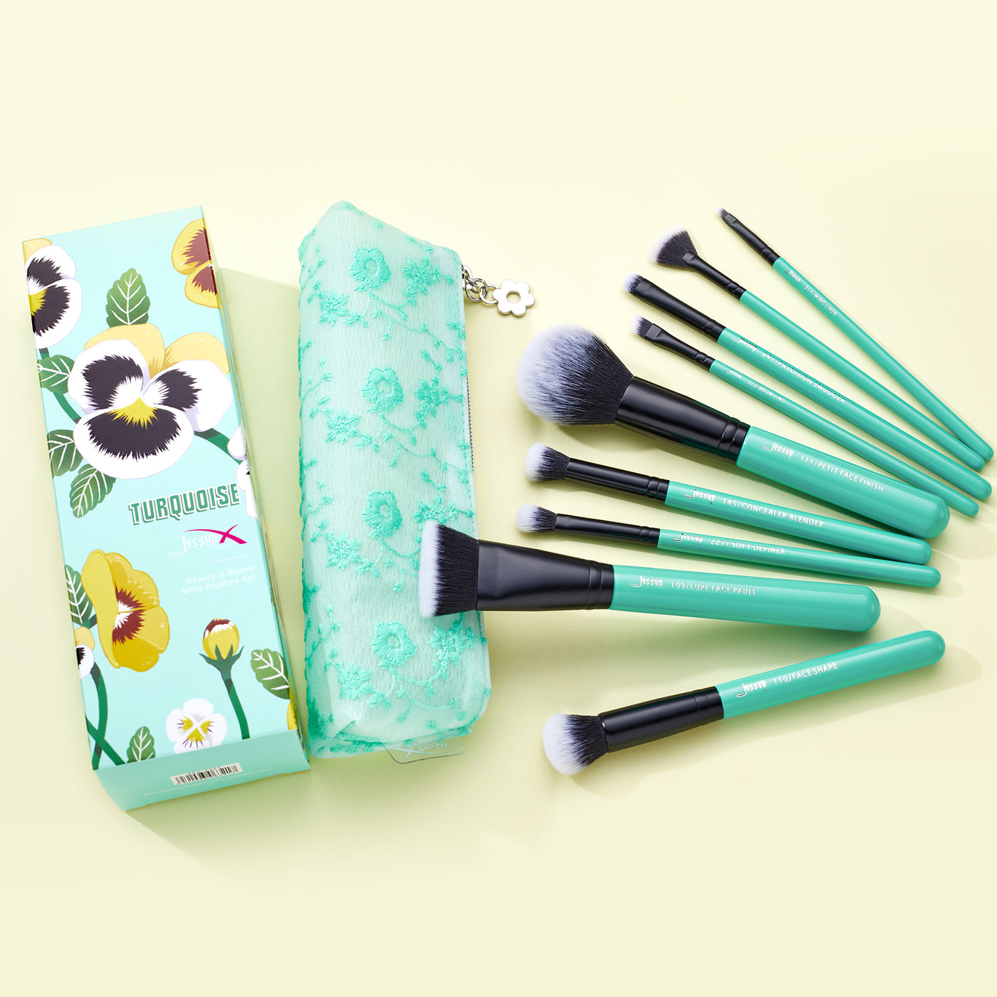 makeup brush gift set green - Jessup Beauty uK