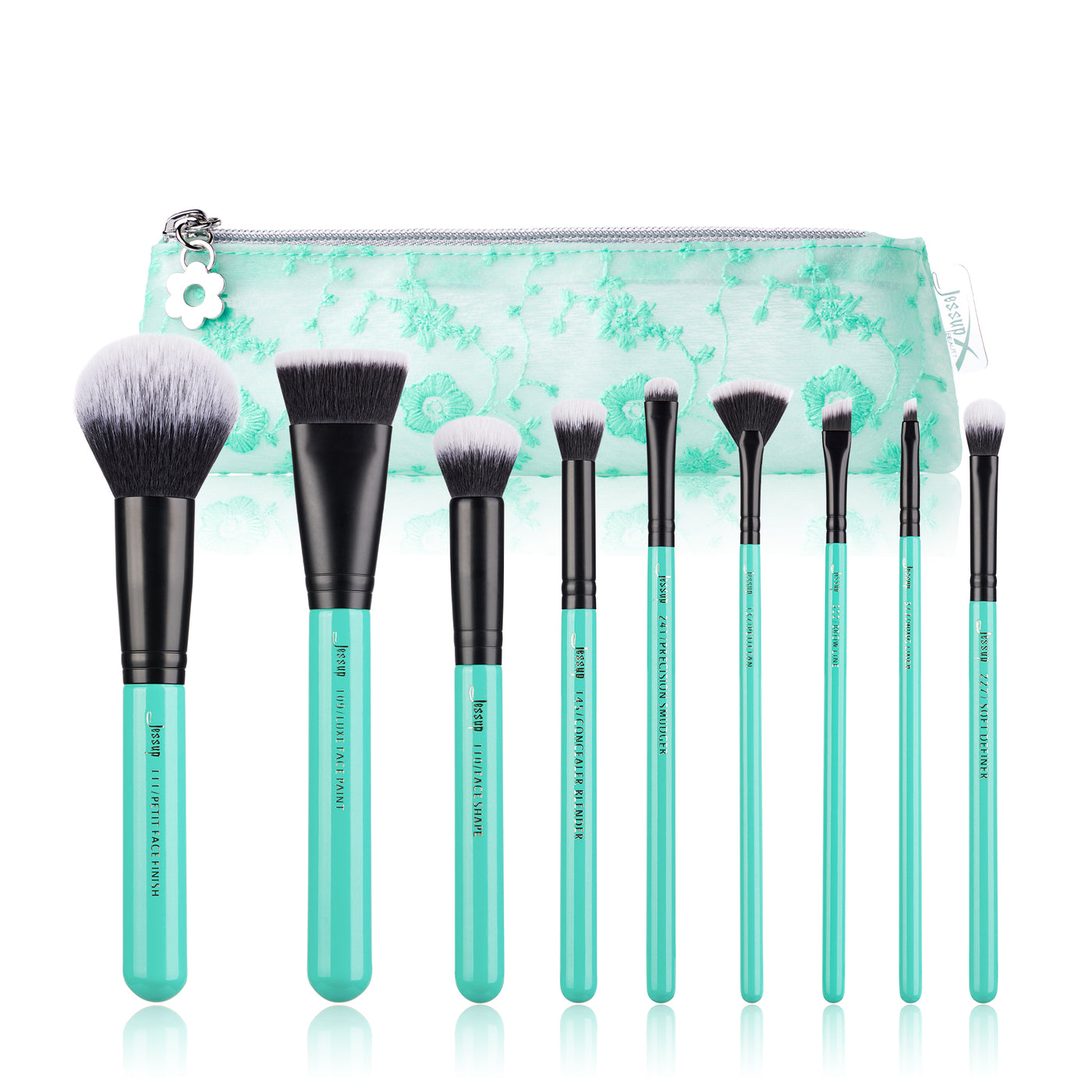 green makeup brush set - Jessup Beauty UK