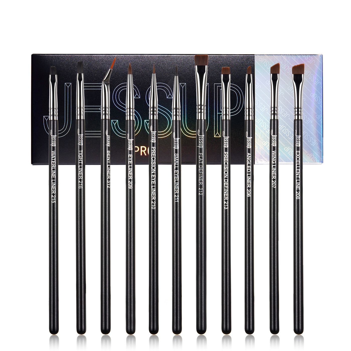Professional Makeup Eyeliner Brush Set Precise Wingled Bent Angled Thin Flat 11pcs T324