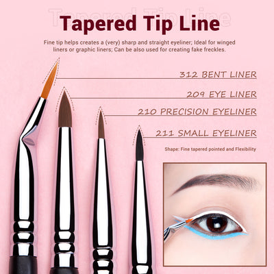 Tapered eyeliner makeup brushes - Jessup Beauty UK