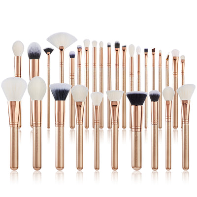 gold complete makeup brush set 30pcs - Jessup Beauty